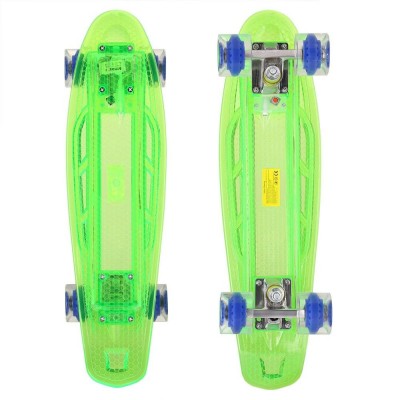 22 Inch Mini Cruiser Plastic Skateboard Complete with Colorful LED Light Up Deck for Beginners