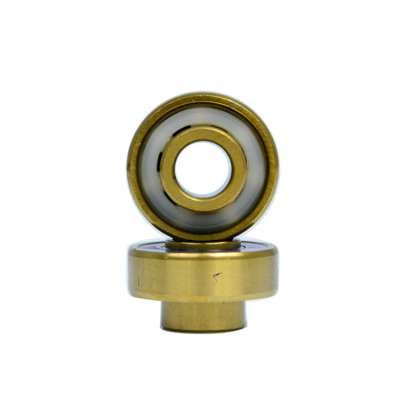 Custom 608 RS Vacuum Golden Color Ceramic Balls Skateboard Bearings with Built-in Spacers